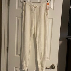 NWT white cozy thermal lounge jogger pants